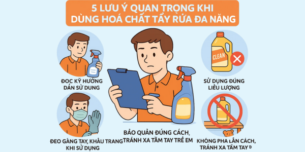 5 lưu ý quan trọng khi sử dụng hóa chất tẩy rửa đa năng