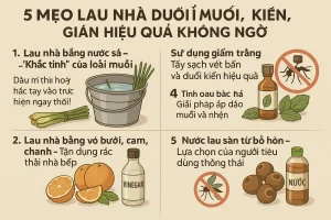 5 Mẹo lau nhà đuổi muỗi, kiến, gián hiệu quả không ngờ